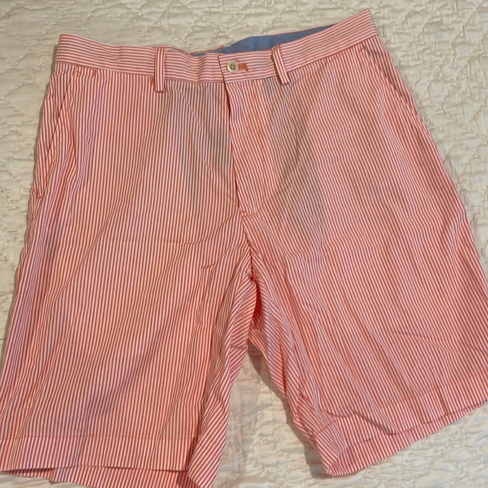 Polo Golf orange and white striped shorts size 32